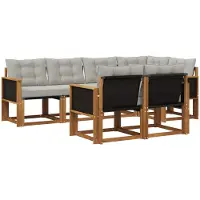 vidaXL Buiten bank set 7 st Naturel en lichtgrijs
