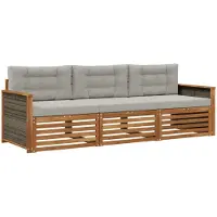vidaXL Buiten bank set 3 st Naturel en lichtgrijs