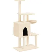 vidaXL Kattenmeubel met sisal krabpalen 131 cm crèmekleurig