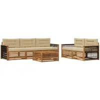 vidaXL Buiten bank set 6 st Natuurlijk en Beige