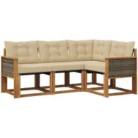 vidaXL Buiten bank set 4 st Natuurlijk en Beige