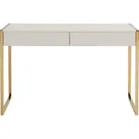Vente-unique Bureau met 2 lades - Mdf en metaal - Beige en goud - MASON