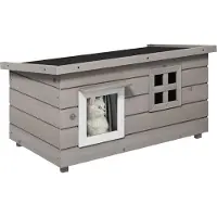 PawHut Paws Kattenhuis - Indoor/Outdoor - Grijs/Zwart - 87 x 52 x 48 cm