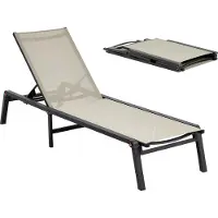 Vevor Opvouwbare ligstoel, draagvermogen 180 kg, tuinstoel met 5 verstelbare rugleuningen, aluminium ligbed, strandstoel, relaxstoel, tuinmeubilair voor strand, tuin, camping en terras