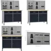 vidaXL Werkbank met 3 wandpanelen