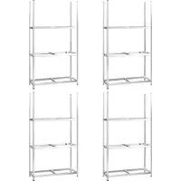 vidaXL Bandenrekken 3-laags 4 st 110x40x200 cm staal zilverkleurig
