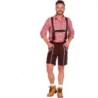 Coppens Lederhose kort bruin - Polyester - Carnavalskleding heren grote maten | Maat L |
