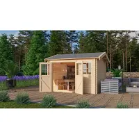 Karibu Houten tuinhuis, 38 mm blokken, tuinhuis/schuur, Felsenau, 3 natuurlijke blokken, 297x297x239 cm