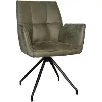 Lizzely Garden & Living Eetkamerstoel met armleuning Bowie donkergroen microvezel eetstoel industrieel