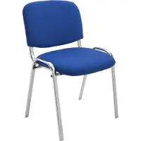CLP Bezoekersstoel Ken, chroom, met stoffen bekleding, stevig metalen frame en beklede rugleuning, blauw