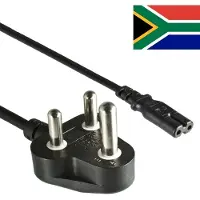 DINIC C7 (recht) - Type M / Zuid-Afrika (haaks) stroomkabel | 2x 0,75mm | zwart | 1,8 meter