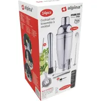 Alpina sport Cocktailset Compleet - 14 Stuks - Cocktailshaker/ Stamper/ Jigger / Etc - RVS