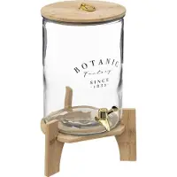 Sourcing Luxe Drankdispenser/water/sap - Onderstel en kraantje - glas/hout - 8 Liter - Drankdispensers
