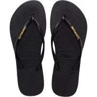 Havaianas Slim Logo Metallic Teenslippers Dames Zwart - Goud 39-40