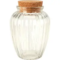 Koopman Kruidenpotjes / kleine voorraadpotjes - 6x stuks - glas - transparant - 280 ml - met dop van kurk - flessenpost - weckpotten
