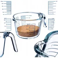 Kadax Glazen maatbeker met ergonomische handgreep, duurzaam maatvat voor vloeibare en poederige producten, maatbeker voor bakken en koken (1 liter)