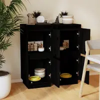 vidaXL Dressoir - Dressoirs - Kast - Opbergkast - Dressoirs 2 st 31,5x34x75 cm massief grenenhout zwart