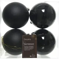 Décoris Kerstballen set | | Ø 10 cm | 4 stuks (Zwart)