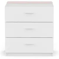 CALICOSY Commode met 3 lades wit, omkeerbare dwarslat stormblauw en abrikoos, breedte