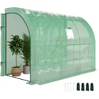 Outsunny - Muurkas - Kunststof - Staal - 300L x 150B x 213H cm - Groen