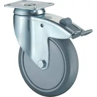 BS Rollen Zwenkwiel met totaalklem | wiel-d. 150 mm draagvermogen 100 kg | met schroefplaat kogellager | rubber grijs | 1 stuk - C120.A85.151