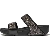 FitFlop Lulu 2 Bar Glitter Polyurethaan Dames Sandalen Zwart/Multi