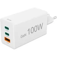 Hama USB C snellader | | 3 poorten (2x USB C, 1x USB A, 100W, Wit)