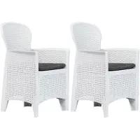 vidaXL Tuinstoel 2 st met kussen rattan-look kunststof wit