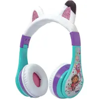EKids Gabby's Poppenhuis - draadloze kinderkoptelefoon - pluche oortjes - met volumebegrenzing - lange speeltijd