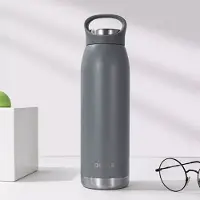 DILLER thermosfles - drinkfles - dubbelwandige thermosfles - vacuum drinkfles - handige handgreep - roestvrijstaal - BPA-free - 700 ML - grijs