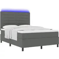 vidaXL Boxspring bed met matras met LED Donkergrijs 140 x 200 cm Stof
