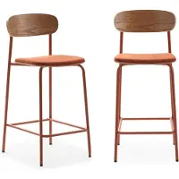 CALICOSY - Set van 2 krukken in stof met metalen poten H66 cm - ADRIANA