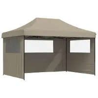 vidaXL Partytent, inklapbaar, pop-up model, met 3 zijpanelen, taupekleurig