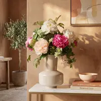 Maxifleur Kunstplanten Handgebonden Kunstboeket Emma Wenen Roze/Wit 60cm