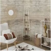 Home Deco Factory Wandrek staand - hoek - 5 plankjes - boekenplank - 34,5 x 180 cm - planken - woonkamer meubels