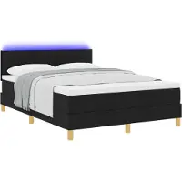 vidaXL LED Box Spring Bed met hoofdeinde Zwart 160 x 200 cm Stof