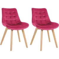 CLP Brook Set van 2 eetkamerstoelen - Hout frame - Fluweel - Velvet - rood
