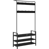 vidaXL Kapstok met plank Zwart Eiken 95 x 34 x 184 cm Bewerkt hout