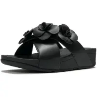 FitFlop Dames Sandalen Lulu Bloem Kruis Slides zwart (39), 1 tot 3 cm, Geen, Casual A4M-001