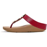 FitFlop Halo Bead-Circle Metallic Toe-Post Sandals Dames Slippers - Burnt Berry