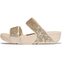 FitFlop Lulu 2 Bar Glitter Polyurethaan Dames Sandalen Platino/Zilver