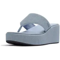 Original Brands Denim Platform Toe Post Wedgesandalen