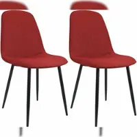 CLP Maryam Set van 2 eetkamerstoelen - klassiek - met rugleuning - zwart metalen frame - belastbaar tot 150 kg - Stof/rood