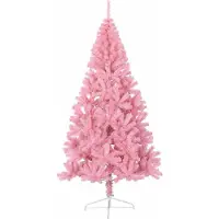 vidaXL Kunststof Voorverlichte Kerstboom met 300 LED Roze 210 cm PVC