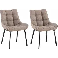 CLP Saranda Set van 2 eetkamerstoelen - klassiek - met zwart metalen frame - met rugleuning - Stof/terrabruin