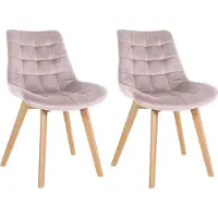 CLP Brook Set van 2 eetkamerstoelen - Hout frame - Fluweel - Velvet - roze