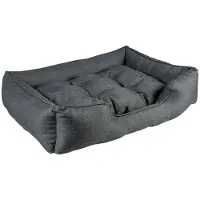 Duvo+ duvoplus Duratex Hondenmand - Hondenbed met Brede Randen & Uitneembaar Kussen - Afneembare Hoes & Anti-slip - L 100x70x20cm - Donkergrijs