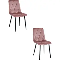 Leobert LIBRA Eetkamerstoelen – Set van 2 – Zwart Velvet – Zwarte Metalen Poten – Comfortabele Gestoffeerde Zitting – Modern Design – Velvet Stoel voor Woonkamer, Keuken en Eetkamer – Max. 110 kg per Stoel