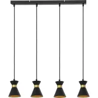 REALITY IMPORT Hanglamp Breda, zwart-goud, 4x E14, 40W, metaal, afmetingen: 120x62x10 cm, IP20, merk: Reality
