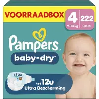 Pampers Baby-Dry Maat 4 - 222 Luiers - 9kg-14kg - Voorraadbox